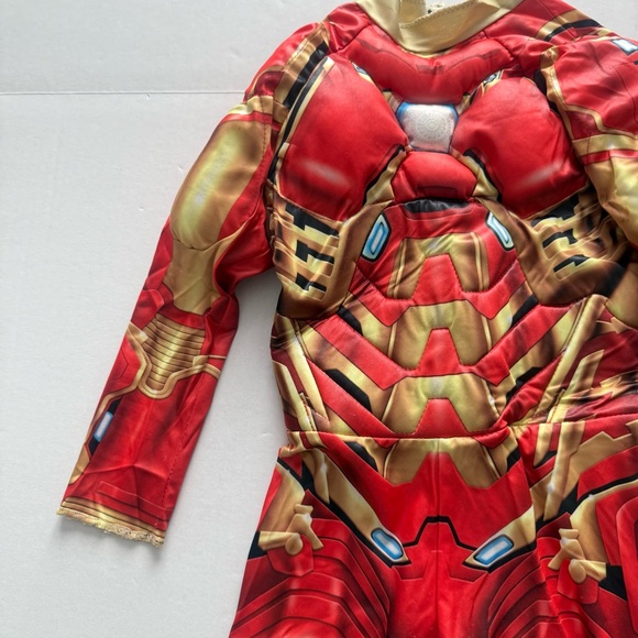 Marvel Avengers Iron Man Muscle Halloween Costume Jumpsuit Gloves Mask Small 4-6 - Picture 6 of 17